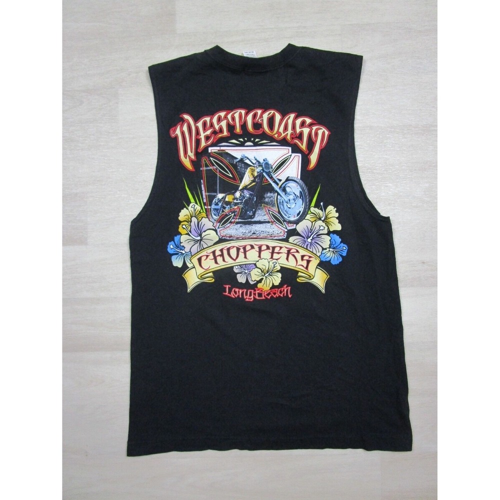 Vintage West Coast Choppers T Shirt Sleeveless Mens M Black Big Logo Biker Tank